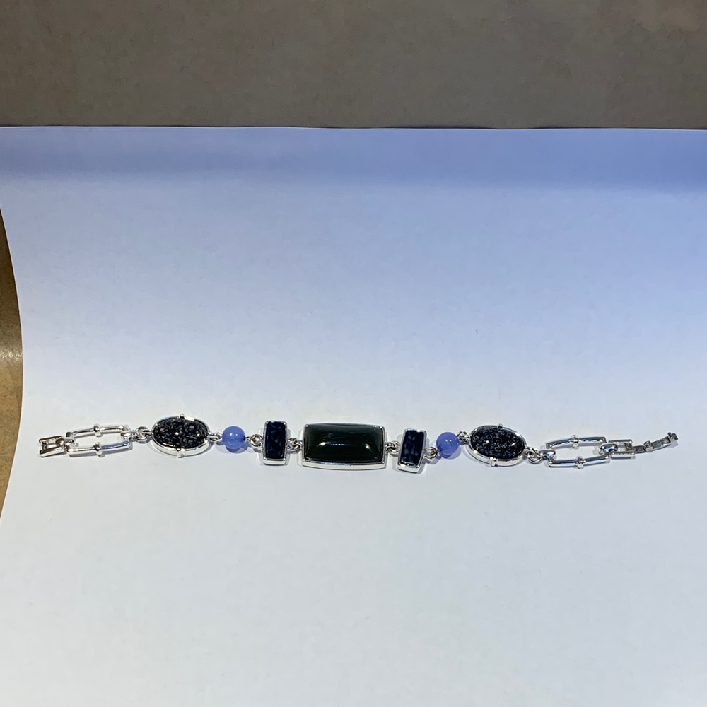 Elegant Silver and Blue Bracelet